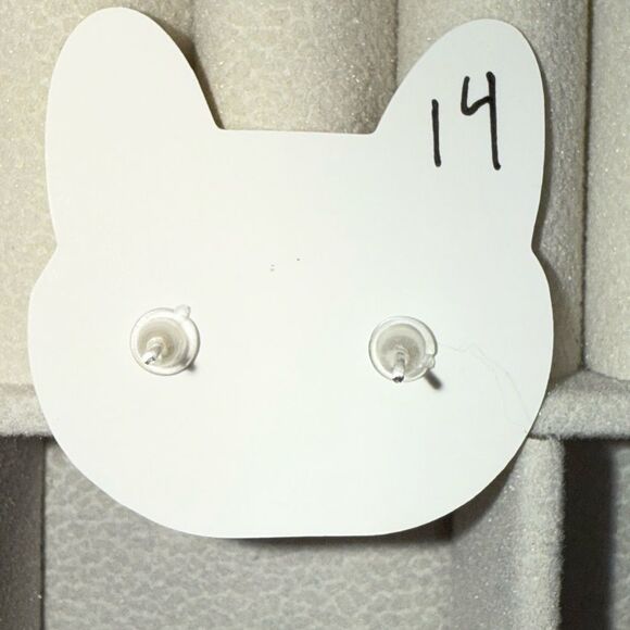 Sparkling Silver Stud Earrings for Kids - Picture 2 of 2